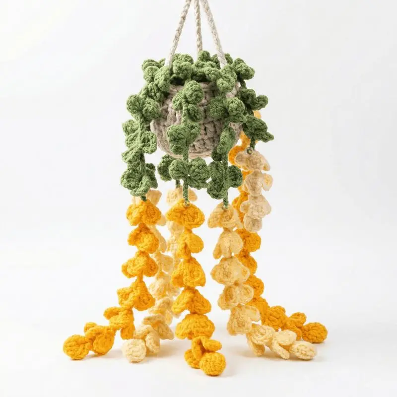 1PC Ultralight Aesthetic Boho Crochet Hanging Plant - Handmade Car Accessory, Home Window Ornament, Ideal Gift for New Car Owners (Sports & Outdoor Fan Shop American Football Themed Hanging Decoration), Car Hanging Decoration