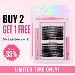 BUY 2 GET 1 FREE! 720PCS TOTAL | 240PCS Per Kit Viral DIY Lash Kit | 30D+40D Cluster Lashes  Eyelashes Extensions