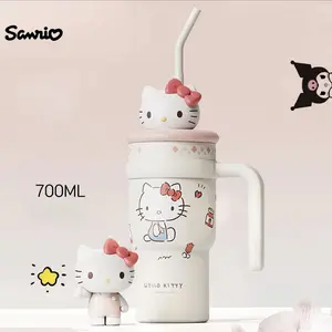 MINISO Large Capacity Hello Kitty 700ml Insulated Tumbler with StrawStainless Steel Vacuum Coffee MugLeakproof Water Bottle for OfficeHome,Cute Sanrio Character Cup forStudents