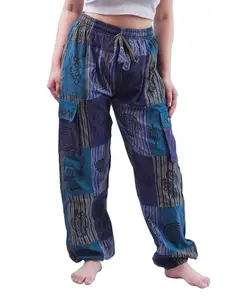 Bohemian Hippie Patchwork Trousers Closed Leg Comfortable, Handmade Hippie Pants for Women Unique Boho Style