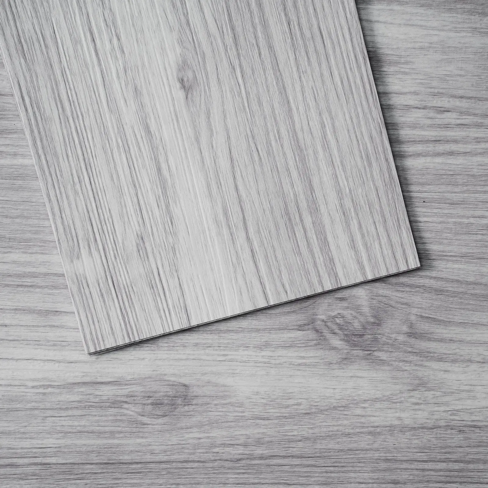 Light Gray Wood Grain Peel & Stick Floor Tile