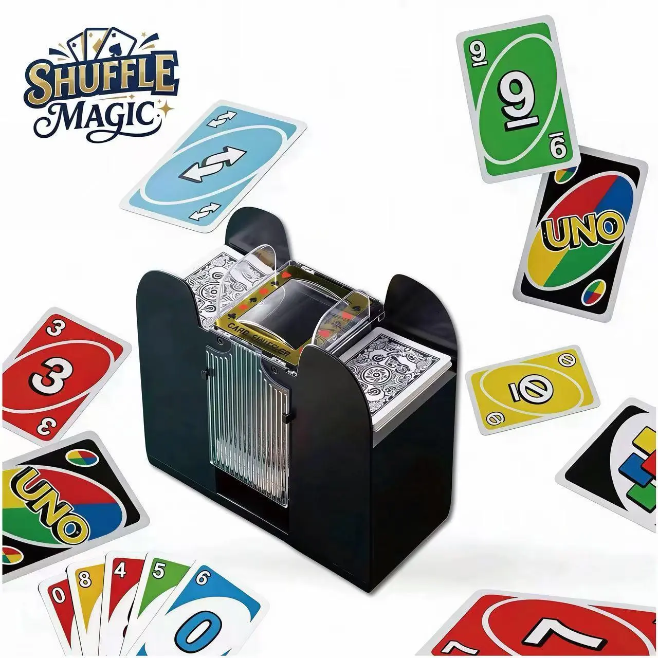 Automatic 4-Deck Multi-Deck Auto-Shuffle Card Shuffler,USB-Powered & Battery-Operated Electric Machine for UNO,Poker, Home Card Games Playing Cards