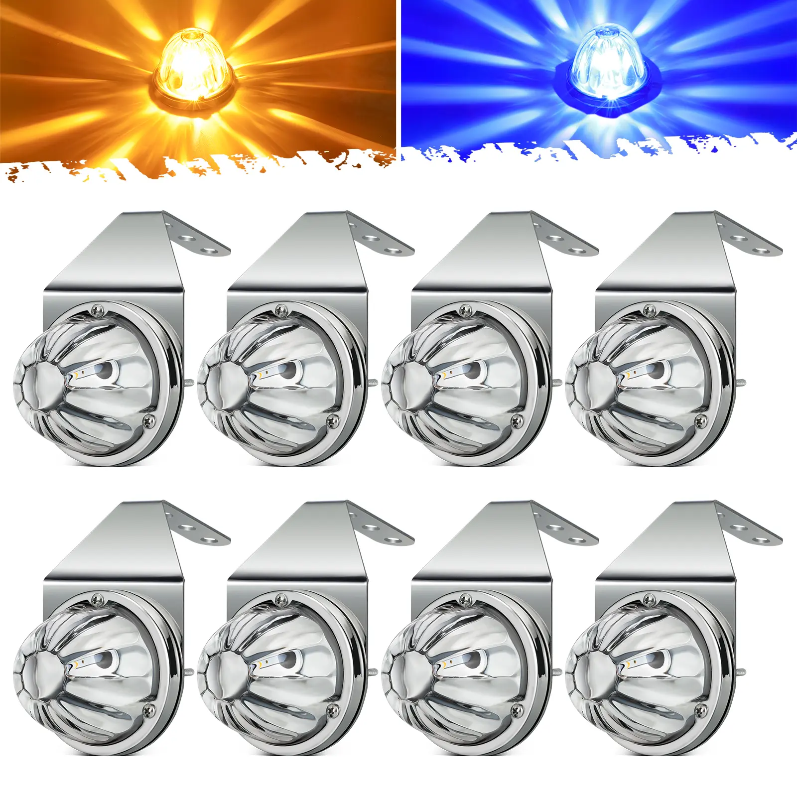 Amber/Blue-8 Pieces-Clear Lenses