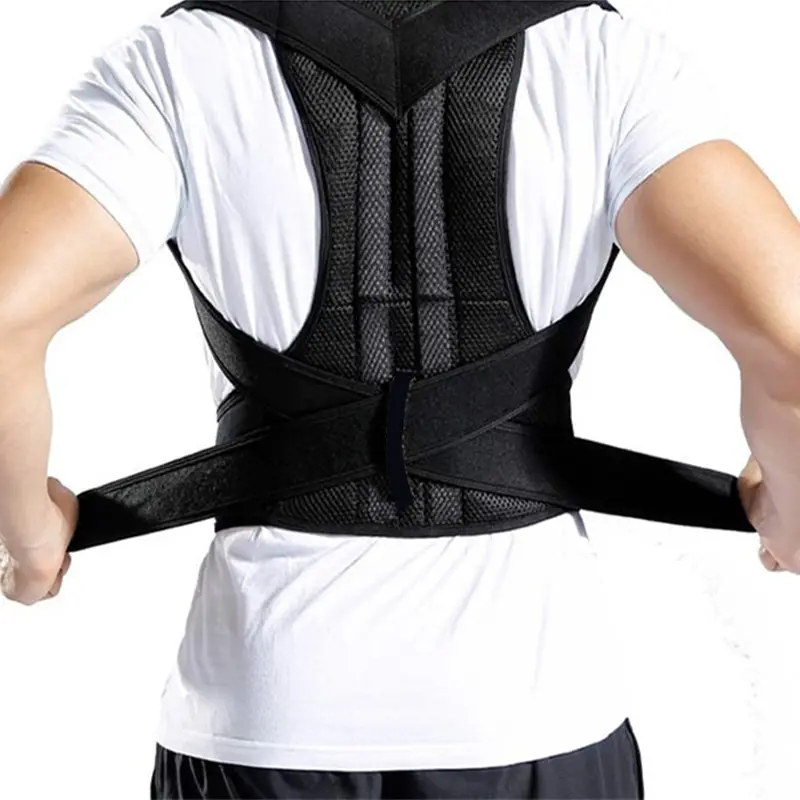 Posture Corrective Brace for Men and Women - Moisture-Wicking Breathable Discreet Upper Back Support with Steel Plates, Adjustable Hook & Loop Straps for Spine Alignment, Adjustable Brace, Universal