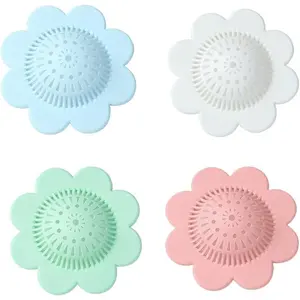 4 count Drain Hair Catcher Shower Drain Covers Durable  Hair Stopper,Bathtub and Shower Drain Protectors for Bathroom Bathtub and Kitchen