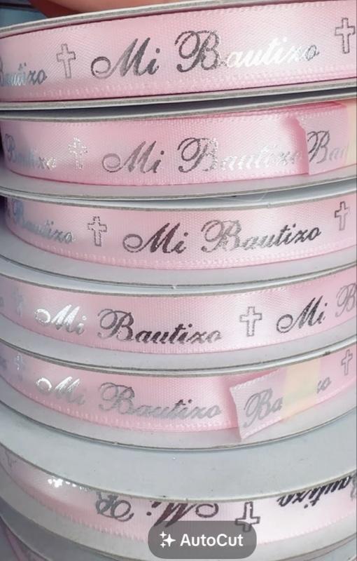 25 yards baptism Ribbons, Roll, “Mi Bautizo” Ribbon 3/8” Baptism
