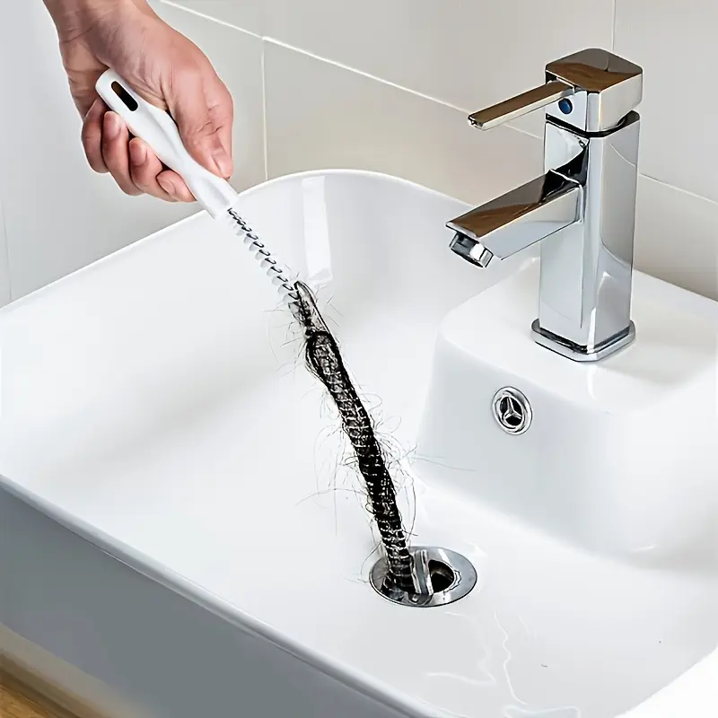 Flexible Drain Cleaning Brush, Drain Auger, Drain Clog Remover - Soft Pipe Unclogging Tool, Bathroom Accessory