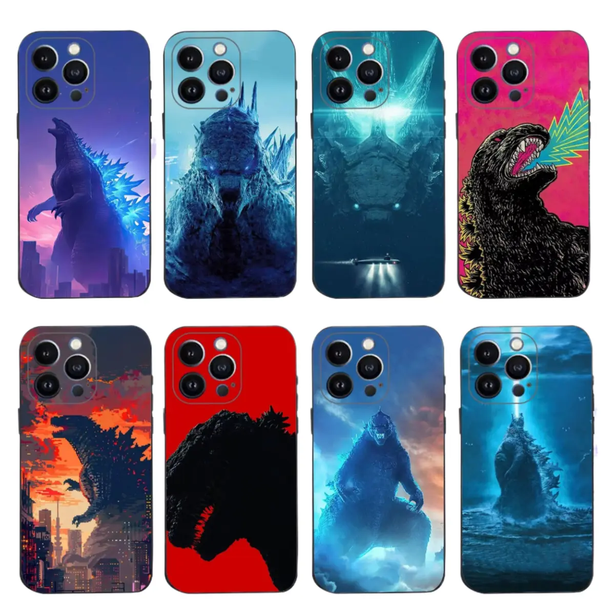 Monster G-Godzilla Soft Silicone Black TPU Phone Cases for iPhone 17 Pro Max, Pro, 16 Plus, 15, 14, 13, 12, 11 - Shockproof Protection for Smartphone, Cellphone, Handheld Devices - Birthday, Christmas Gift