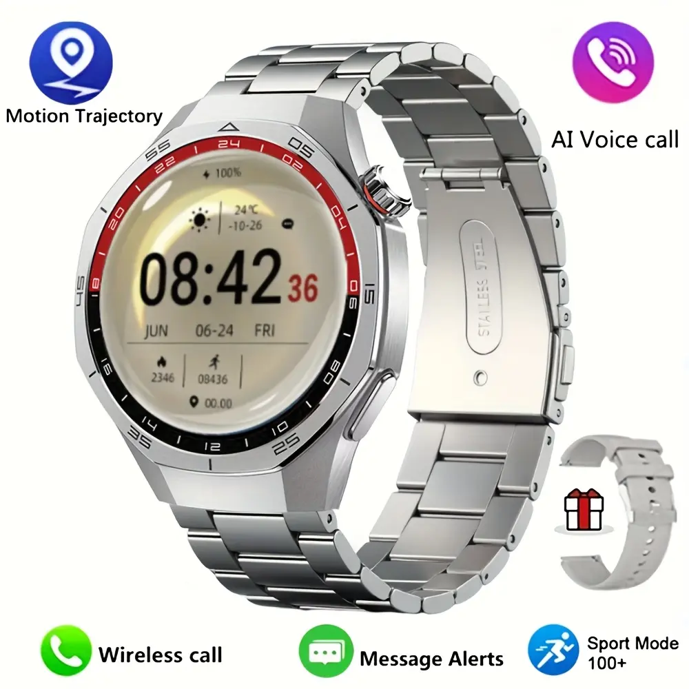 2026 HD Full Touch Smartwatch for Men and Women — Wireless Calls/Text Messages/Multiple Sports Modes/Remote Camera Control/Fitness Tracker, Compatible with Android and iPhone, USB Charging, Alloy Case/Silicone Strap Smart Connectivity,  reminder sedentary