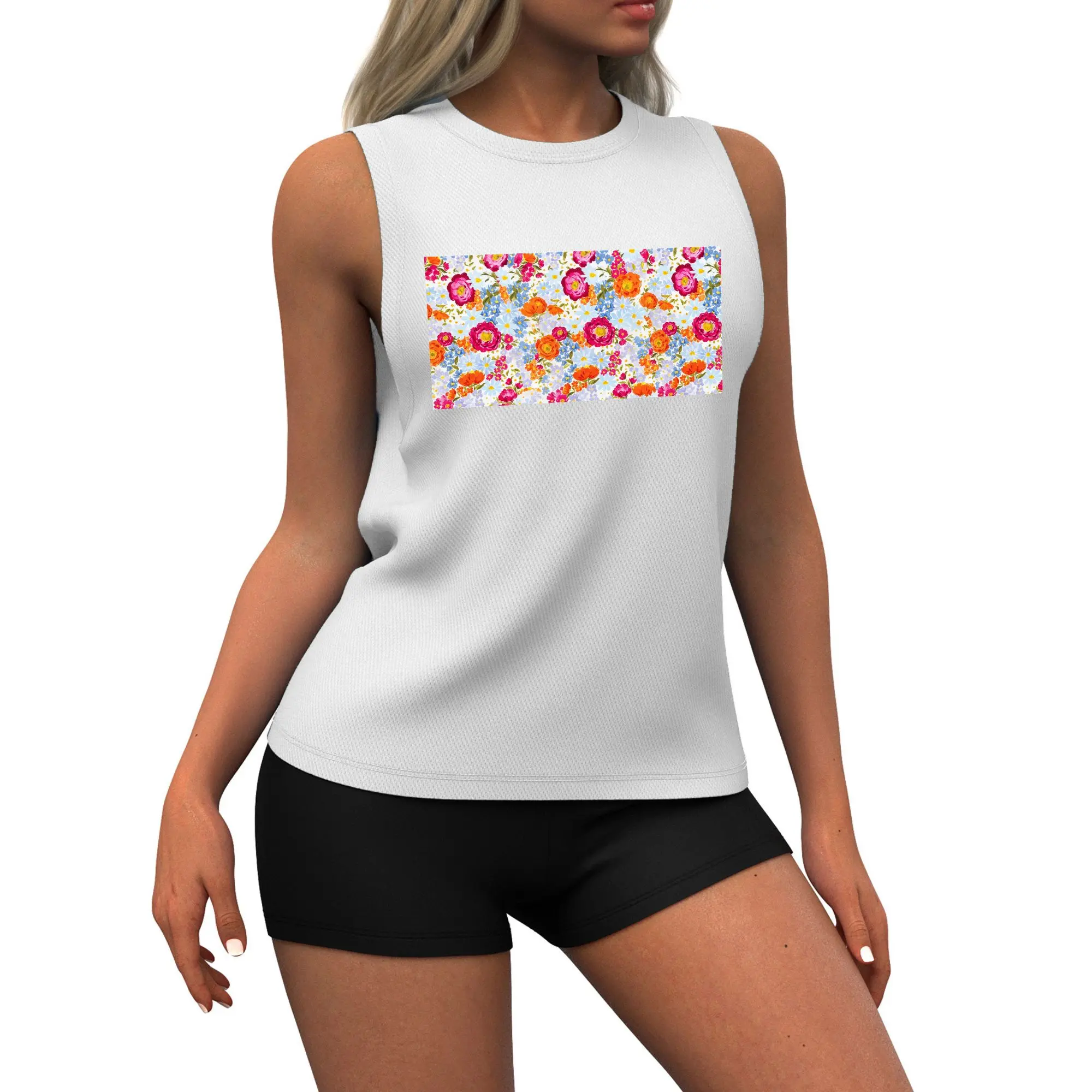 Women's Flower Tank Top, Floral Casual Summer Sleeveless Blouse for Daily Wear Day Everyday
