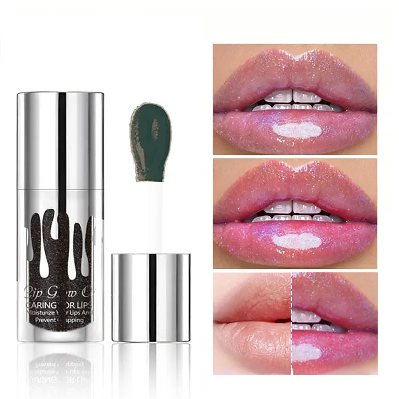 6-Color Shimmer Temperature-Sensitive Color Changing Lip Oil Set, Moisturizing Plumping Waterproof Long-Wear Lip Gloss with Fine Pearl Glitter