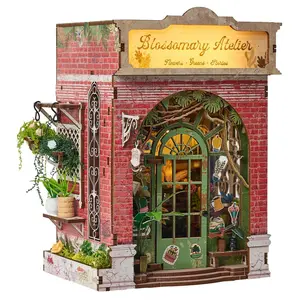 DIY 3D Book Nook Kit, Wooden Puzzle Furniture Model, Carved Decorative Style, Handmade Craft, Gift for Holidays, No Batteries Needed