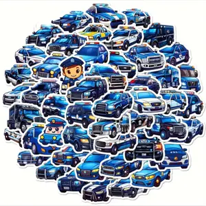 50 PCS- Police car and police vehicles stickers and decals. Waterproof. No Duplicates. Great for kids and adults.