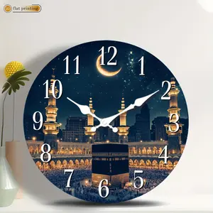 1 piece acrylic silent wall clock - 2D flat print silent clock, modern retro style, Islamic architecture themed wall clock, suitable for living room, bedroom and kitchen decoration, Christmas, Halloween decoration, ideal birthday gift