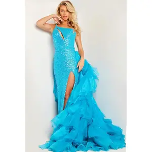Jovani -37689 Sequin One Shoulder Layered Prom Dress