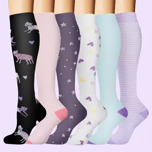 MhzyCaus  6 Pairs Unisex Compression Socks – Calf Support, Quick-Dry, Anti-Odor, Anti-Slip Socks for Fitness, Running, Hiking, Yoga, Outdoor Activities