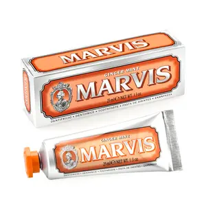 Marvis Ginger Mint Toothpaste - 25ml, Whitening & Cavity Repair Formula , Fluoride for Healthy Teeth, Ideal for Smokers Effective Cleaning Flavor
