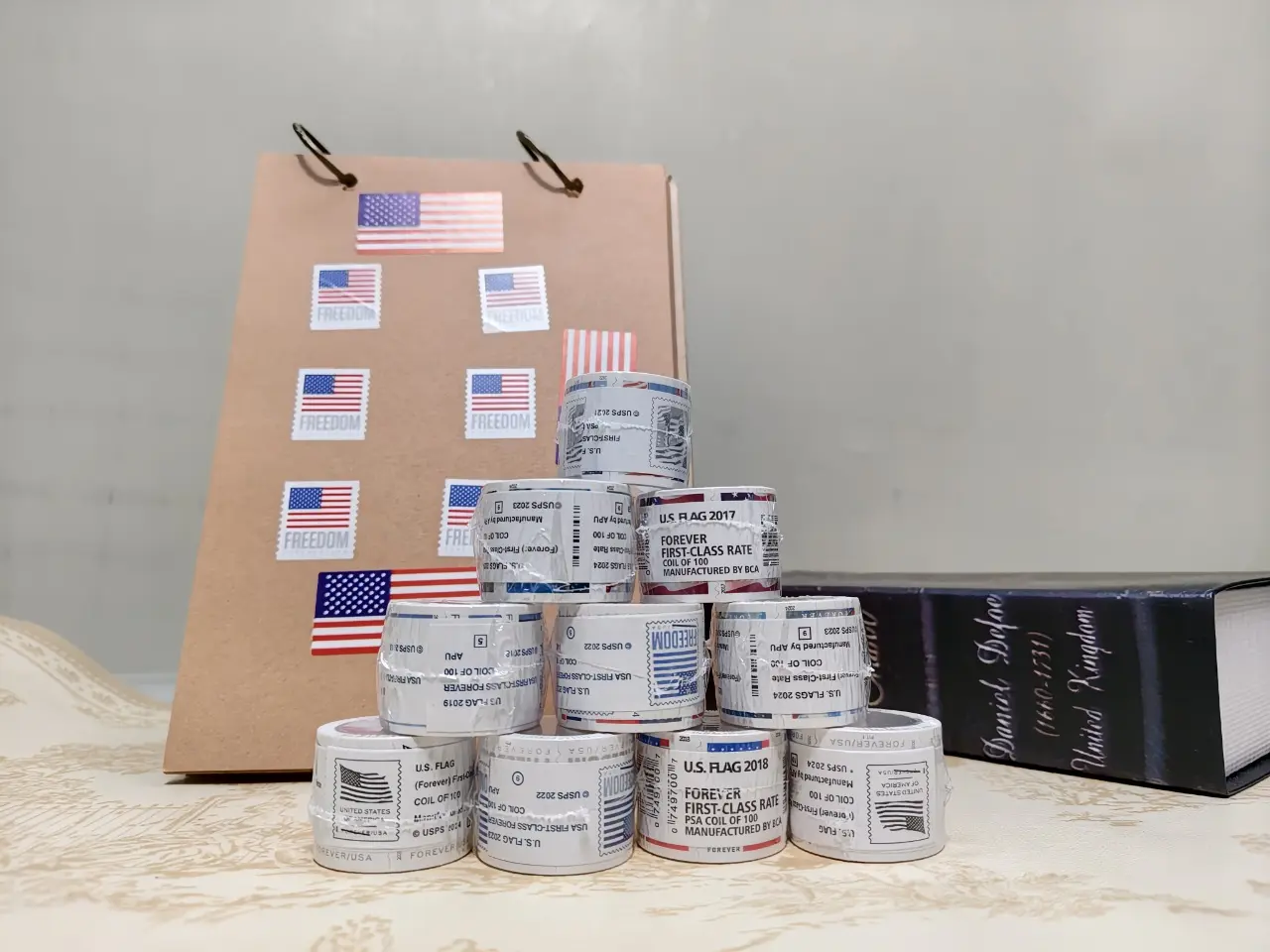 23 24 25 Patriotic Flag forever Self-Adhesive Label 1 Roll 100Pcs Peel & Stick PET Waterproof Oilproof Craft Accents for Tumbler Custom, Resin Casting & Journal DIY Layout Projects