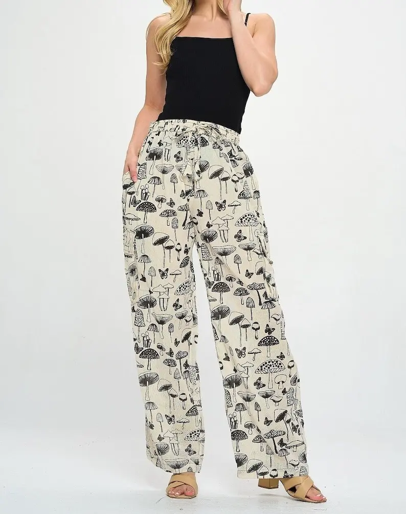 100% White Cream Beige Cotton Mushroom Pant with 4 Pockets - Unisex Cargo Pants