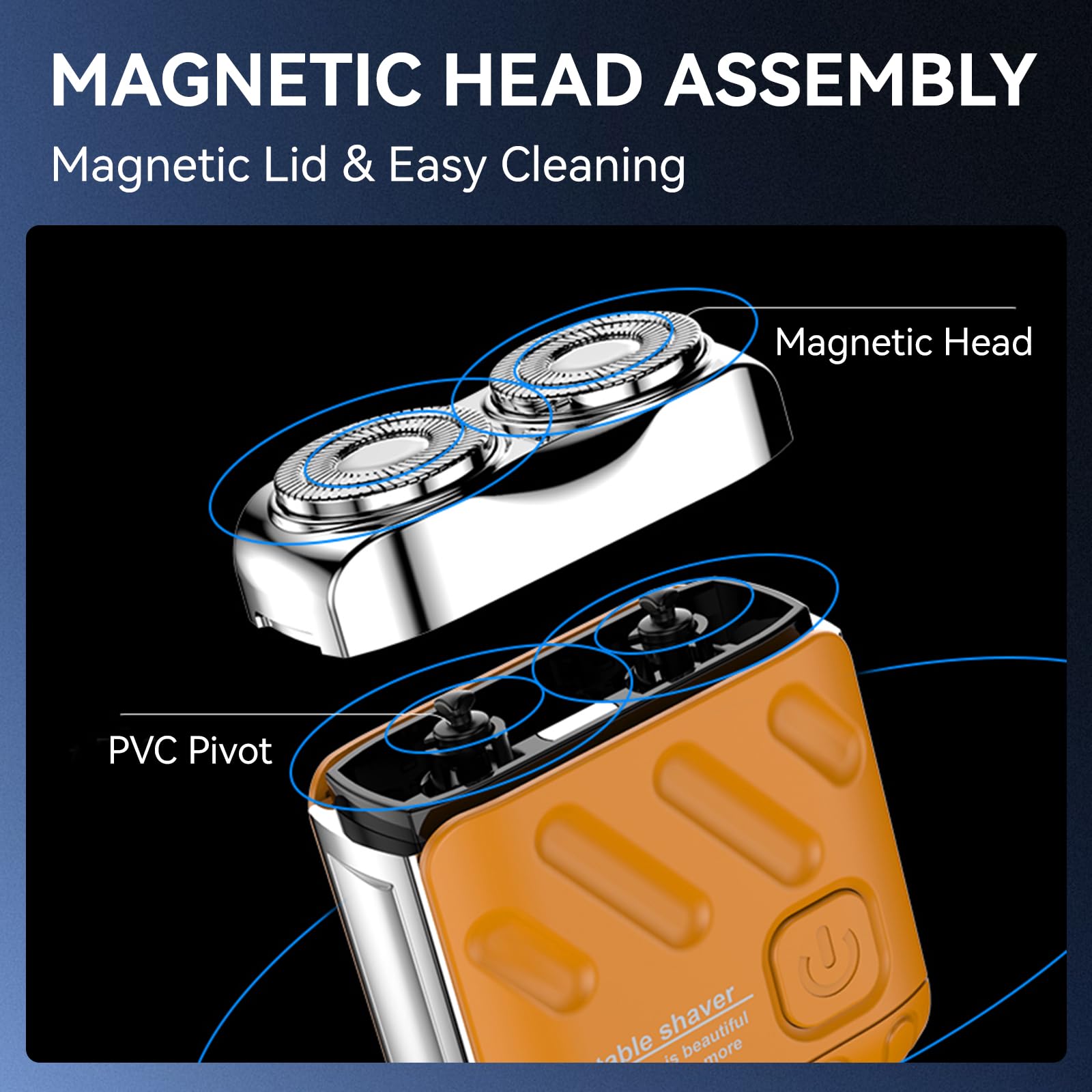 Portable Electric Shaver, USB Rechargeable, Cordless w/ Magnetic Head (Lightweight) | Beard Care Products, New Year Gift