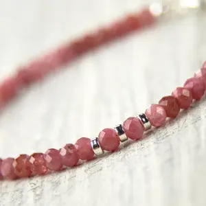 Handcrafted Pink Natural Stone Bracelet - October Birthstone Jewelry