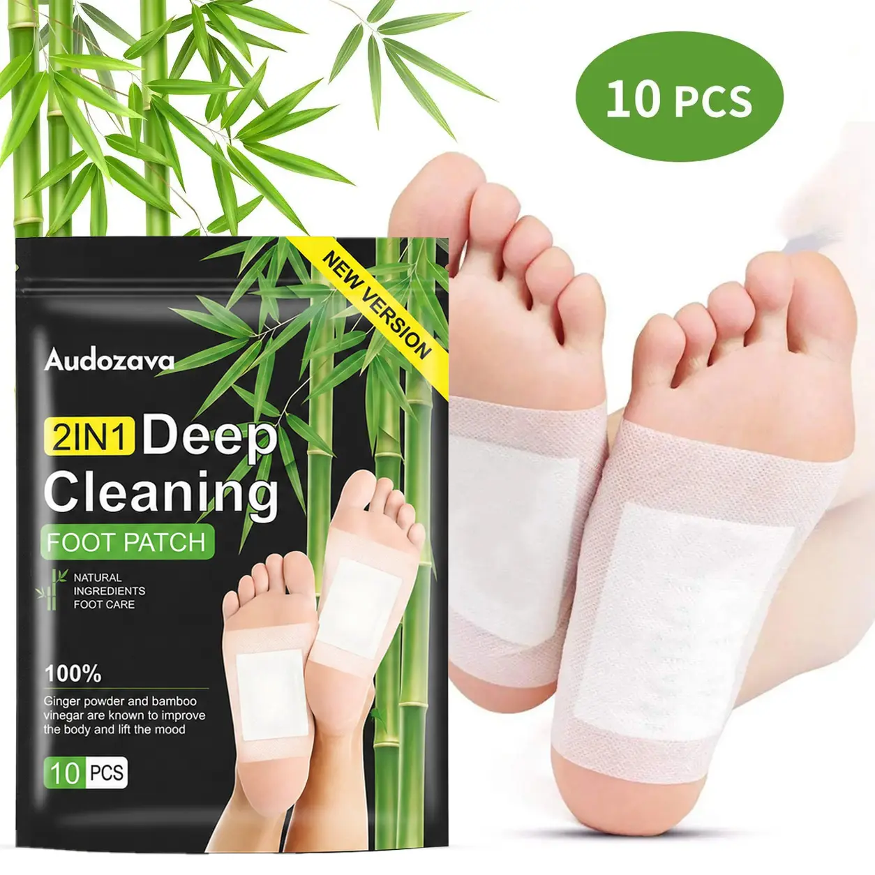 10PCS Overnight Foot Care Patches with Ginger & Bamboo Vinegar, Herbal Foot Pads for Women & Men, Easy At-Home Self Care Routine, Daily Foot Care Accessories