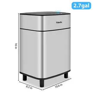 Pukomc Smart Sensing Touchless Trash Can – 2.7Gal Motion-Activated Auto Open/Close Odor-Sealed Bin with Digital Display & Soft Close Lid (Batteries Required)