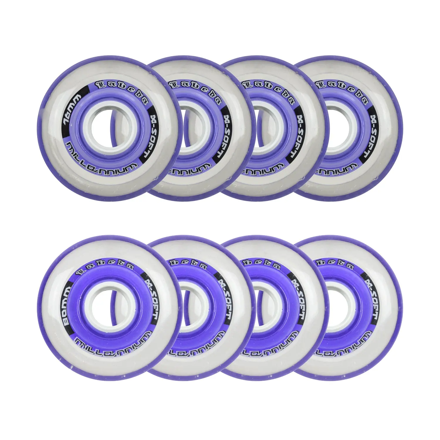 Labeda Roller Hockey Wheels - Millennium Gripper 76/80 HiLo 74A Purple (8-Pack)