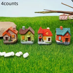 Mini Fairy Garden House Set, Resin Small Wooden Houses for Glass Containers, Bonsai, Home Decor, Multifunctional Indoor Outdoor Ornament