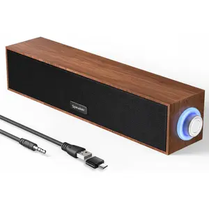 Computer Speakers,Wooden Multimedia Digital Speaker,USB Powered 3.5mm AUX PC Speakers,Surround Sound Portable Computer Sound Bar Speaker for Desktop Laptop (Brown)