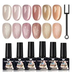 7 Piece Cat Eye Uv Nail Gel Polish Set with 6 Bottles of 7.5ML Gel and 1 Magnet, Perfect Nail Art Tools as a Christmas Gift for Nail Art Lovers Gel Nails