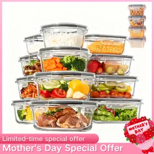 Glass Food Storage Bowls Combo 12 Piece 18 Piece Options Detachable Lock Integrated Lock Silicone Sealed Leakproof High Quality Borosilicate Easy to Clean Durable Stackable Storage