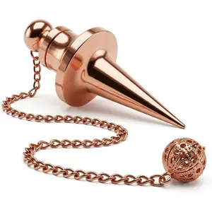 Long Cone Openable Disc Copper Pendulum for Reiki Healing Dowsing & Chakra Balancing Divination & Meditation Tool for Energy Cleansing