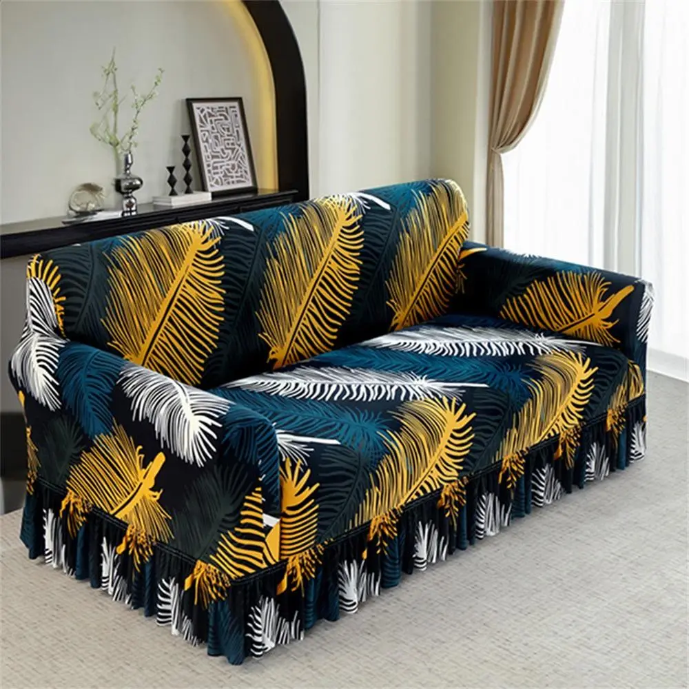 Tropical Leaf Print Decorative Sofa Cover, 1 Count Couch Sofa Slipcover with Tassels, Dustproof Sofa Cover for Home Living Room, Home Decor, Couch Covers For Sofa