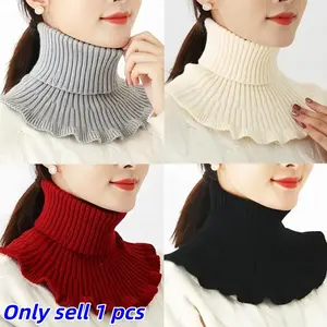 Women's Solid Color Turtle Neck Knit Sweater Scarf, Casual Warm Ribbed Knit Snood Scarf for Fall & Winter, Fashion Accessories for Women & Girls, Casual Soft Scarf, Knitted Scarf