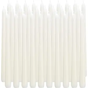 30 Pack Ivory Taper Candles, 10 inch (H) Dripless, Unscented Dinner Candle, Smokeless Taper Candles, Paraffin Wax with Cotton Wicks, Approximately 7-8Hours Burn Time