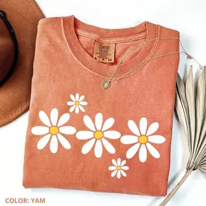 Comfort Colors Daisy Flower Shirt Wildflower Shirt Floral Summer Shirt Birth Month Flower Gift Daisy Lover Gift Gift for Sister Gift for Her, Cotton Fabric