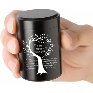2.75 Inches Small Urn for Ashes for Women Men Tree of Life Aluminum Mini Urn for Ashes Cremation Keepsake for Human Ashes Memorial Ashes Holder for Mom Dad, Black, MOSY0024-B1