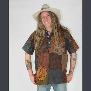 Shakedown Shroom Button Up, Shorts and Stealie Bolt Hemp Patchwork Bucket Hat Bundle