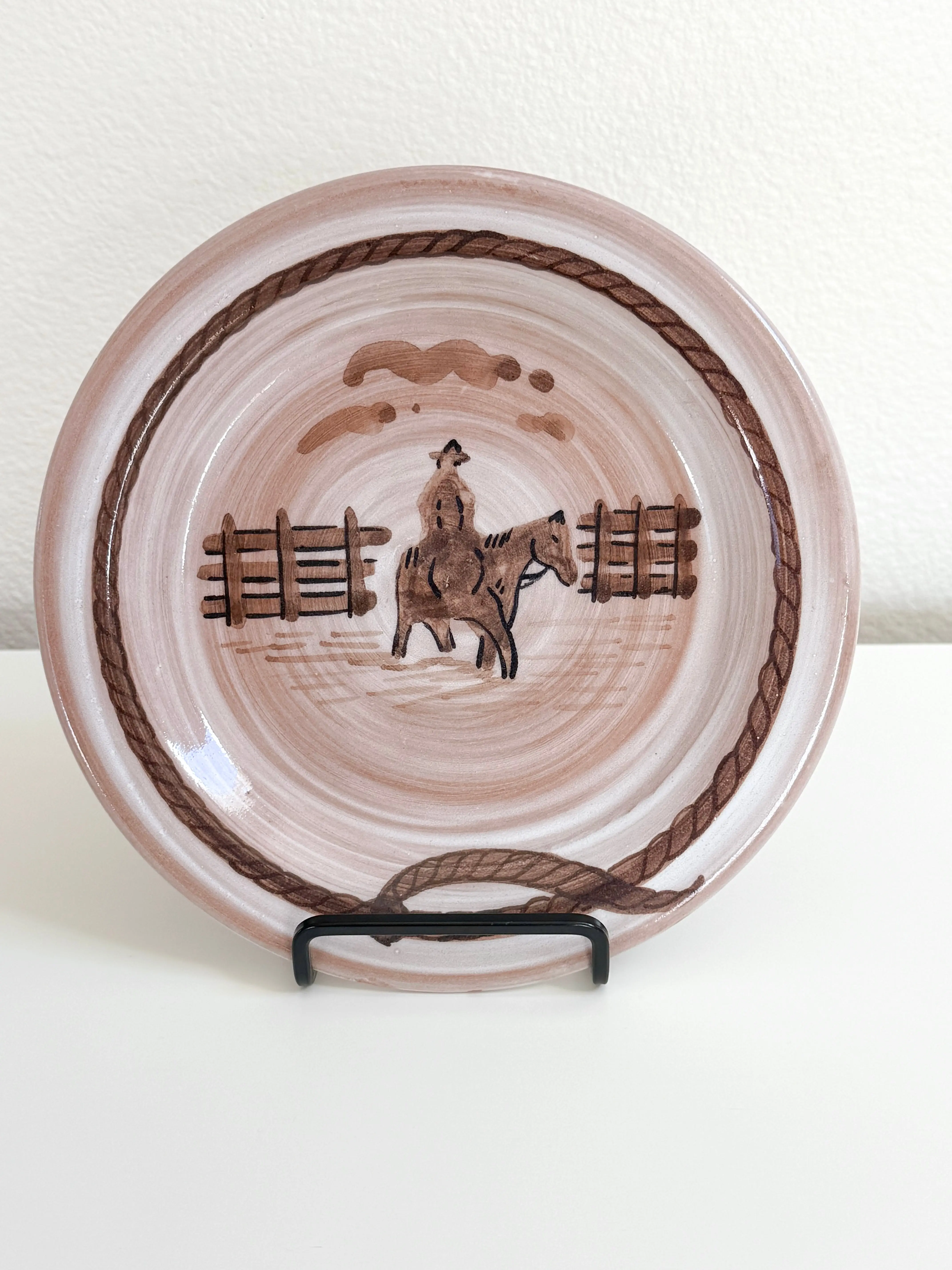 Hand Painted Cowboy Plate