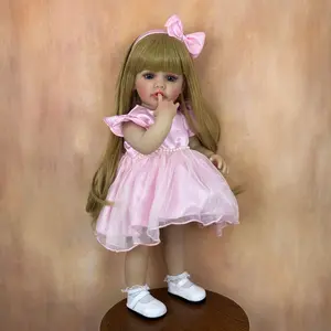 BZDOLL 22" Lifelike Reborn Youngsters Girl Doll - Soft Vinyl Full Body Standing Pose with Blonde Wig, Pink Dress & Accessories (Birth Certificate) - ASTM F963 & EN71 Certified, Birthday Gift for Youngsters Ages 3+, Youngsters Doll
