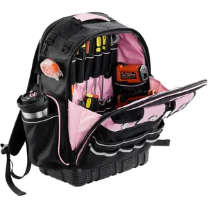 Tool Backpack, 56 Pockets, Heavy-duty Tools Storage Organizer Work Bags Backpack with Laptop Compartment & Molded Base, Electrician Jobsite Backpack for Electrician, Repairman, and HVAC Techs