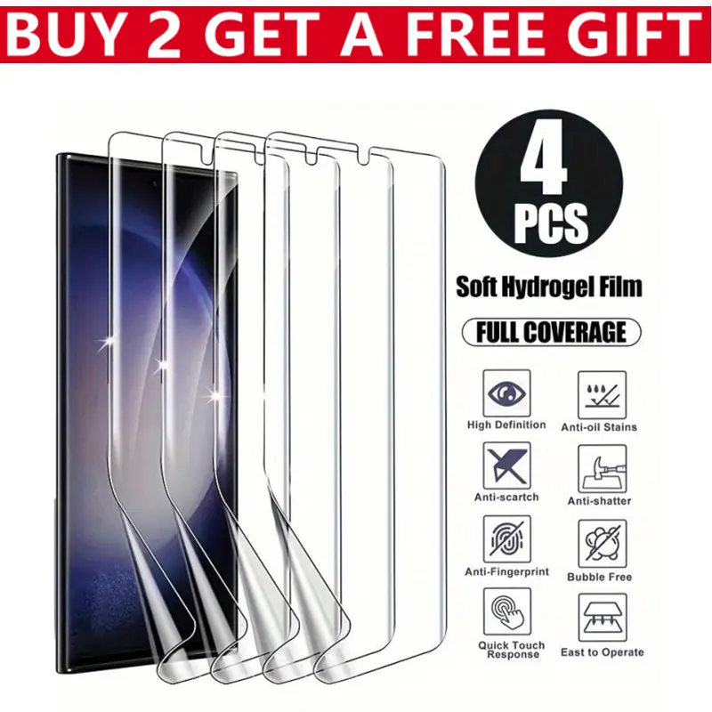 4Pcs Hydrogel Screen Protector for Samsung Galaxy S25 Ultra S25 Plus S24 Ultra S24 S23 S22 S21