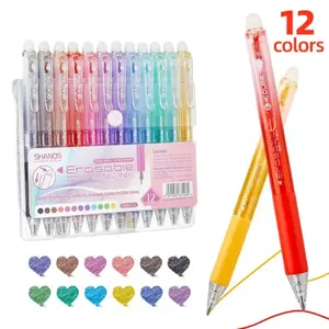12/24/36pcs Erasable Gel Pens, 0.7mm Quick-Dry Bullet Tip, with Eraser, Ideal for Drawing, Writing, Office Use, Student Art Supplies
