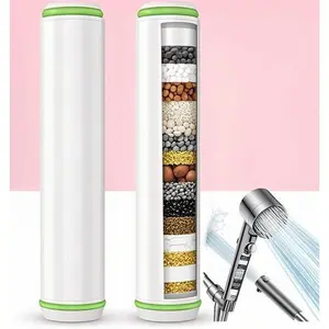 18-Stage Hard Water Shower Filter, 2 Pack Replacement for Handheld Showerheads, Removes Chlorine and Harmful Substances, Reusable Water Softener, High Flow Rate Filtration System