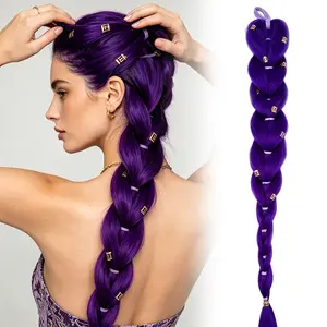 K-Pop Girl Role Play Wig, 26-Inch Braided Hair, Long Yaki Straight Hair, Heat Resistant Puff Ponytail Accessory, Kids Wigs