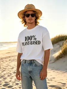 100% Plant-Based Distressed Font T-Shirt | Vegan Lifestyle Graphic Tee | Casual Healthy Living Top for Men Women