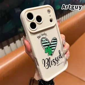 Phone Case for iPhone 17 Pro Max 16 Plus 15 14 13 12 11 Air E St. Patrick’s Day Heartfelt Blessing Image Anti-Scratch Shockproof TPU Bumper Drop-proof Cover