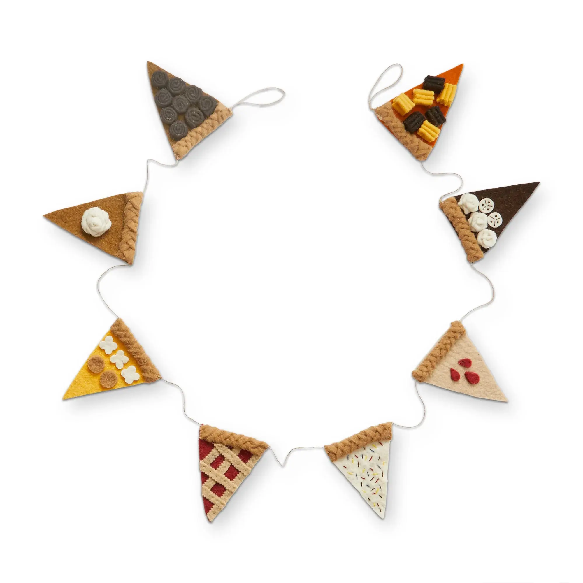 Wool Felt Pie Slices Garland, Festive Hanging Decor for Kitchen, Room Decor, Garland Form