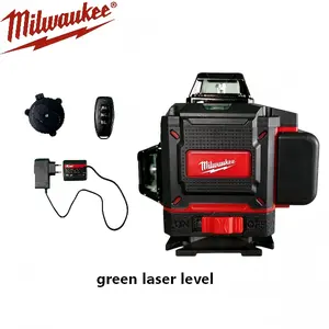 Milwaukee 16‑Line Green Laser Level, 532nm Green Beam, ±2mm/10m Accuracy, ±3° Self‑Leveling, IP54, 20m Working Range, Rechargeable Battery, For Tiling, Framing, Cabinet Installation And Layout, Includes Cloth Bag, Battery & Charger,green beam